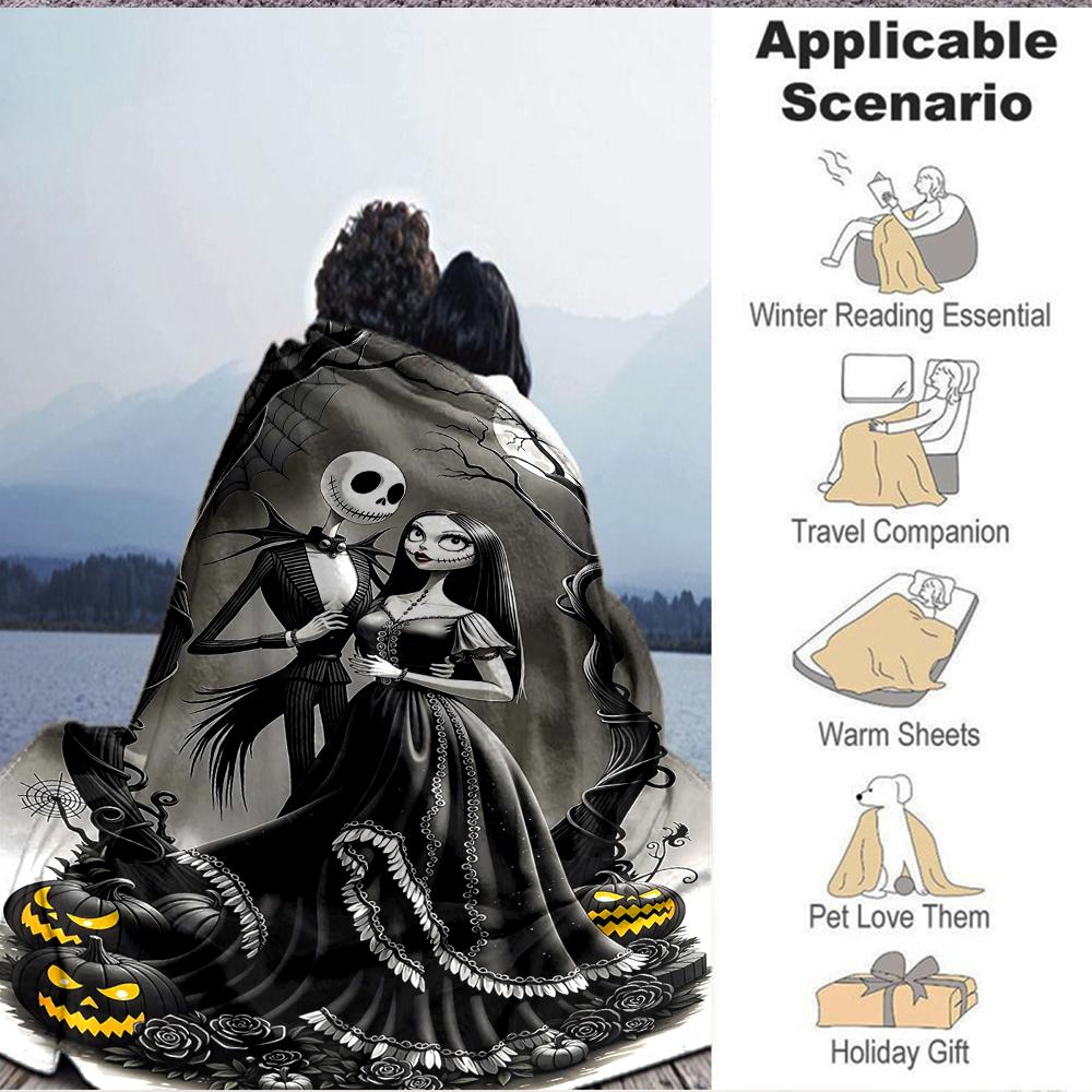 1Pc Nightmare Before Christmas Blanket Soft And Comfortable Casual Warm Camping Travel Christmas Halloween Xmas Gift M928476