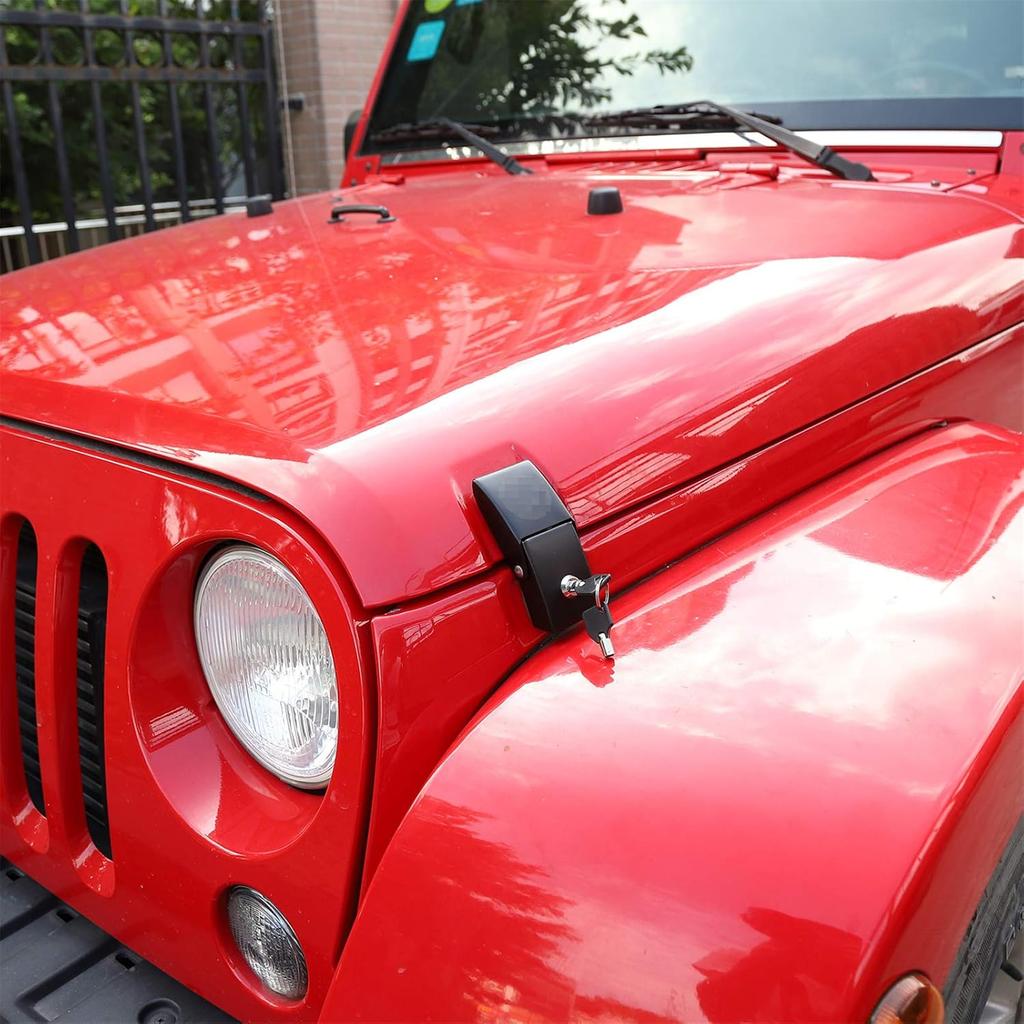 JeCar Hood Latches Locking Hood Catch Kit Aluminum Alloy Hood Locks Compatible With Jeep Wrangler 2007-2018 JK JKU, 2018- JL JLU & - Gladiator JT,