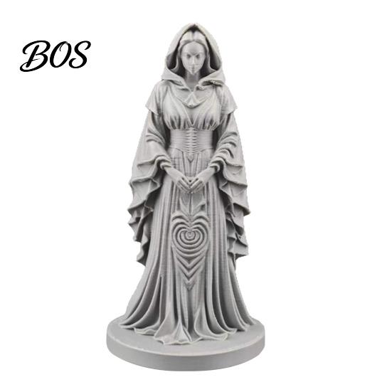 Bedroom Desk Decoration 3D Printed Witch Statue, European Style Mysterious Figurine with Fine Creative Texture & Stable Base, Compact Desktop Ornament темно-серого