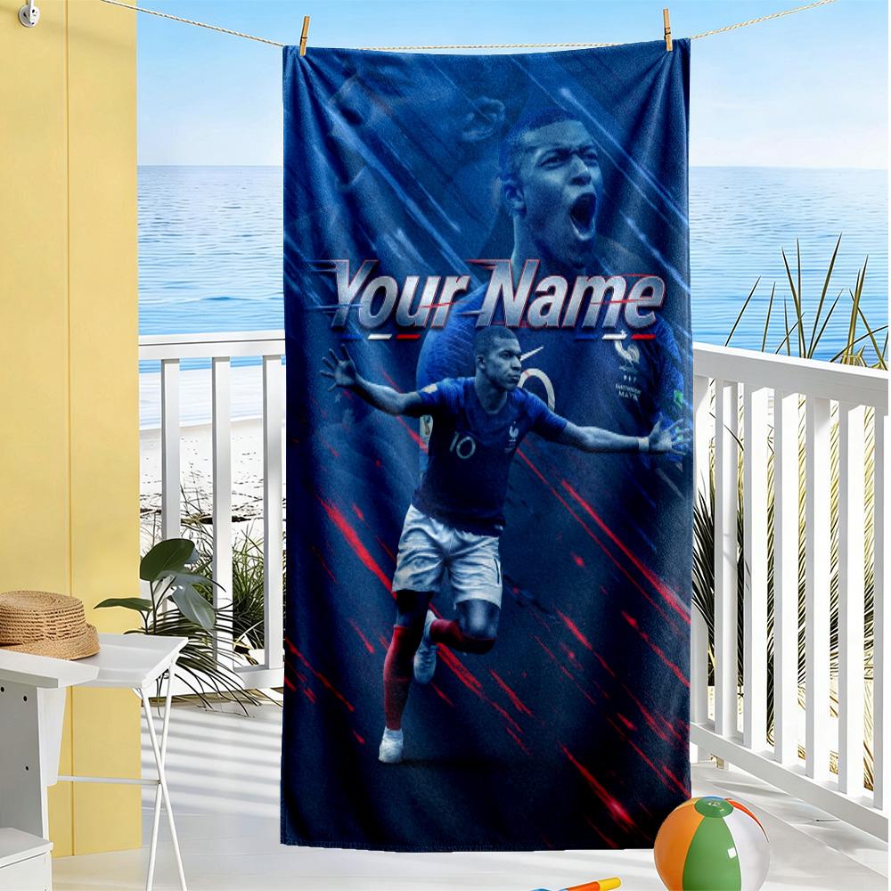 Mbappé Customized Name Beach Towel Super Soft Microfiber Quickdry Fabric Suitable for Sports Travel Swimming Yoga Bathroom Beach And Pool