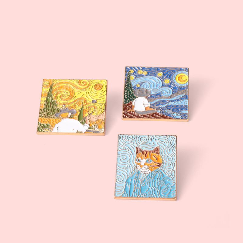 Versatile Metal Pins With Unique Oil Painting Designs For Fashionable Brooch Accessories