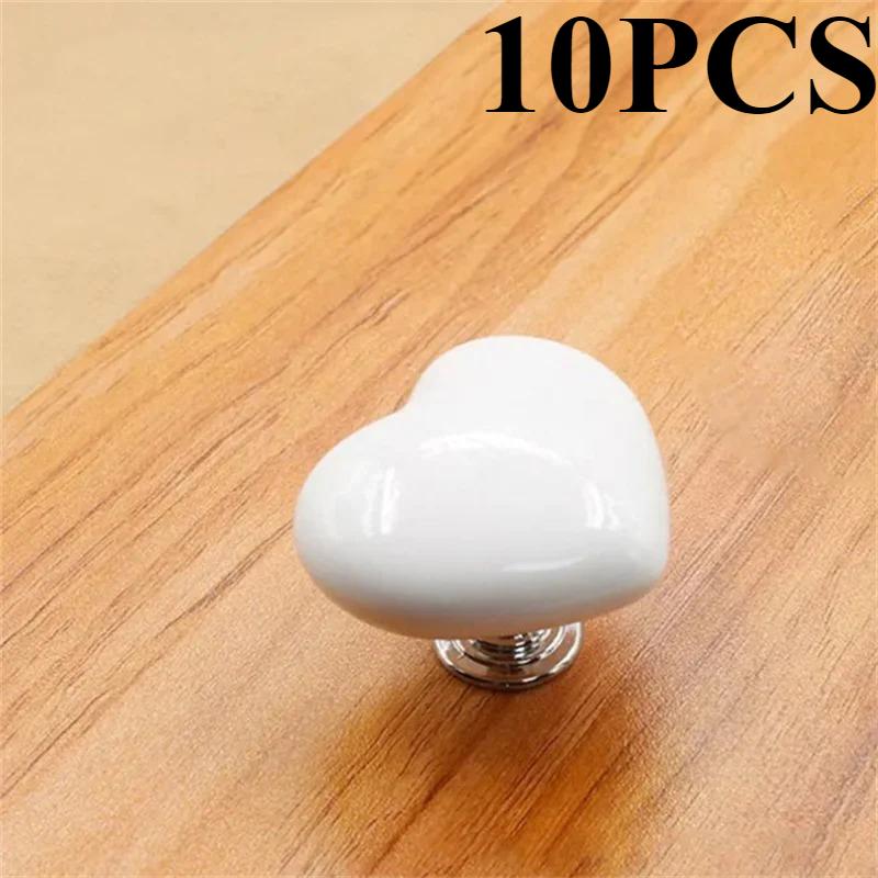 10pcs/2pcs Colorful Heart Shaped Toilet Press Button Water Tank Push Switch Nail Art Assistant Cabinet Door Drawer Handle