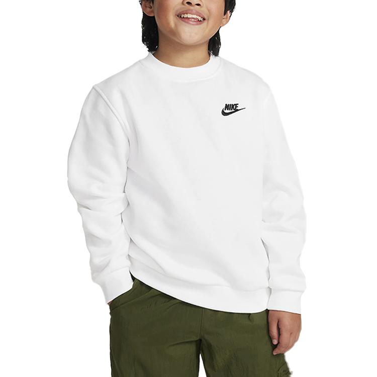 

Nike Sportswear Club Fashionable Comfortable Soft Skin-Friendly Kids Sweatshirt White Black FD3006100 L