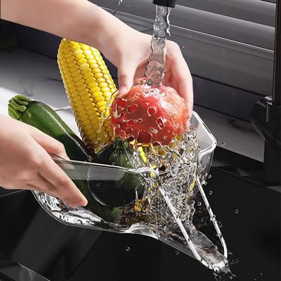 Multi-functional Drain Basket with Handle Large Capacity Food Grade BPA Free Kitchen Sink Colander Food Drainer Fruit Rinser
