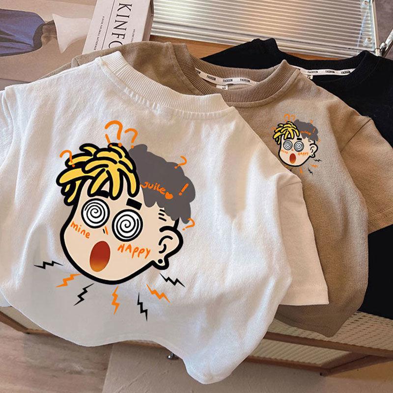 Kids Summer Cotton Short Sleeve T Shirt Boys Girls Round Neck Trendy Casual Top