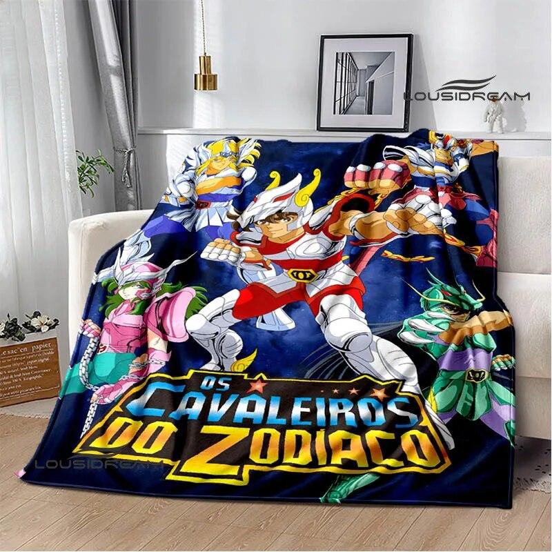 Knights of the Zodiac Cartoon Printed Blanket Flannel Warm Blanket Soft and Comfortable Blanket Bed Linings Birthday Gift