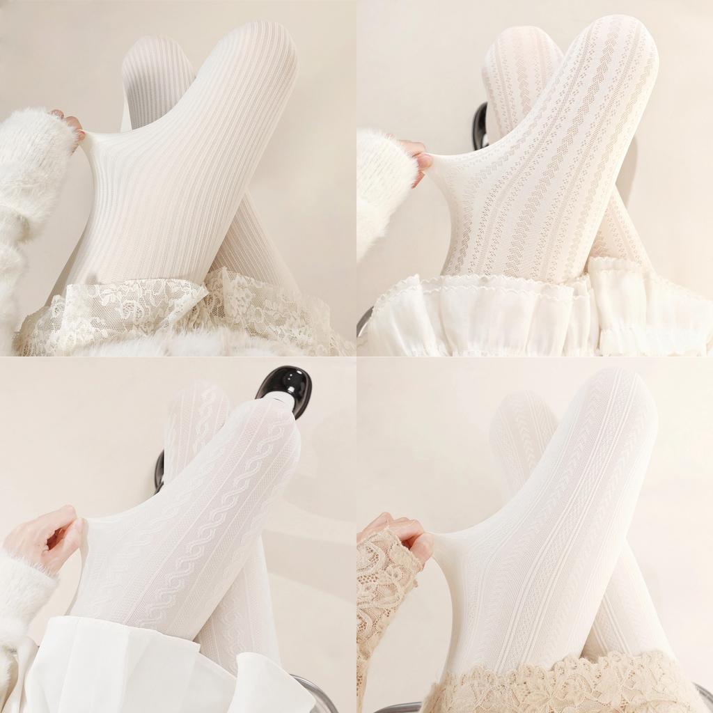 Velvet pantyhose for spring and autumn, thin, anti-snag, non-slip, white jacquard tights jk Wearing leggings as outerwear