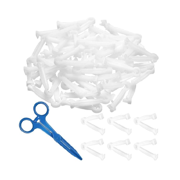 

Sterile Disposable Umbilical Cord Clamps 100pcs and Hemostatic Forcep for Midwife Emergency Supply 1
