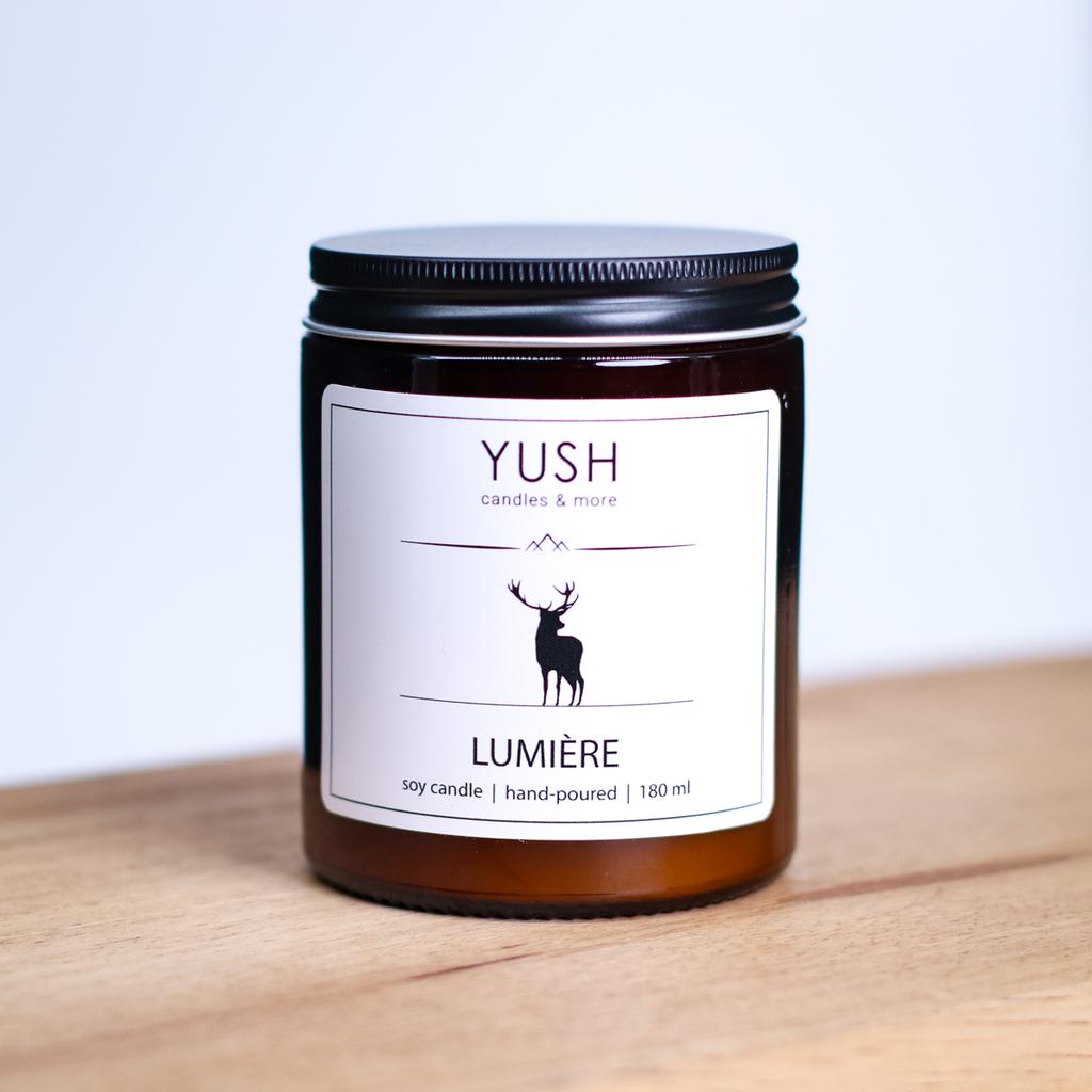 Lumiere - świeca zapachowa pomarańcza paczula mięta róża - yush - 180ml