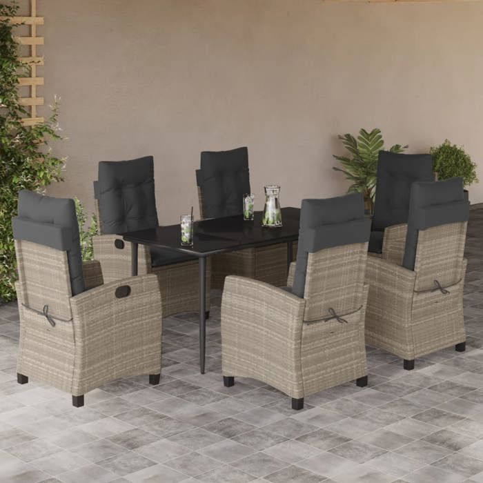 VidaXL Ensemble à Manger de Jardin avec Coussins 7 pcs, Table et Chaises avec Dossier Réglable, Meubles d'Extérieur, 3212847
