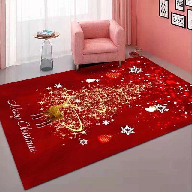 Santa Claus Pattern Carpet Modern Style Living Room Large -Scale Decorative CushionYear 'S Bedroom Festive Bedside Carpet