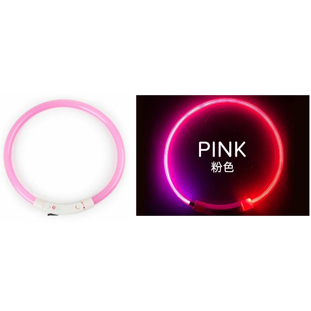 Led Glowing Dog Collar 3/Light Modes Luminous Night Charge Light 50Cm Prevention Pet Rechargea Safety Flashing Glow Dc5V Usb Red