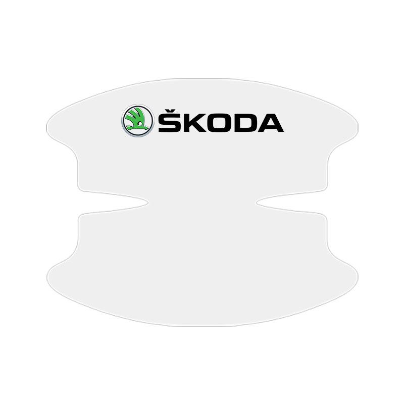 8Pcs Transparent Car Door Handle Bowl Anti Scratch Protective Sticker For Skoda Octavia Superb Rapid Kodiaq Karoq Fabia Kamiq Roomster Citigo