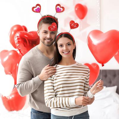 Valentine's Day Heart Headband Glitter Red Heart Hair Accessory for Halloween Holiday Wedding Birthday Party Costume