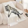 White Tiger Art Throw Blanket Chinese Zodiac Design for Living Room Decor Gift for Him OrientalStyle