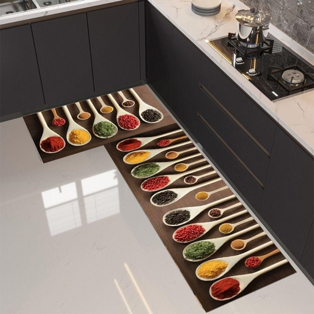Waterproof Spices Kitchen Carpet Anti-fouling Spices Rug Skin Friendly Spices Kitchen Mat  Kitchen
