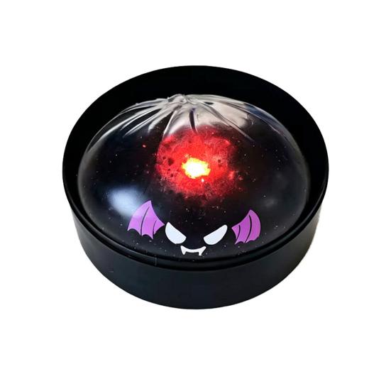 Dumpling Toy Halloween Glitter Squeeze Toy Spooky Ghost Pumpkin with Steamer Cute Calm Down Toys Slow Rising Bun Fidget LED Light for Anxiety Stress