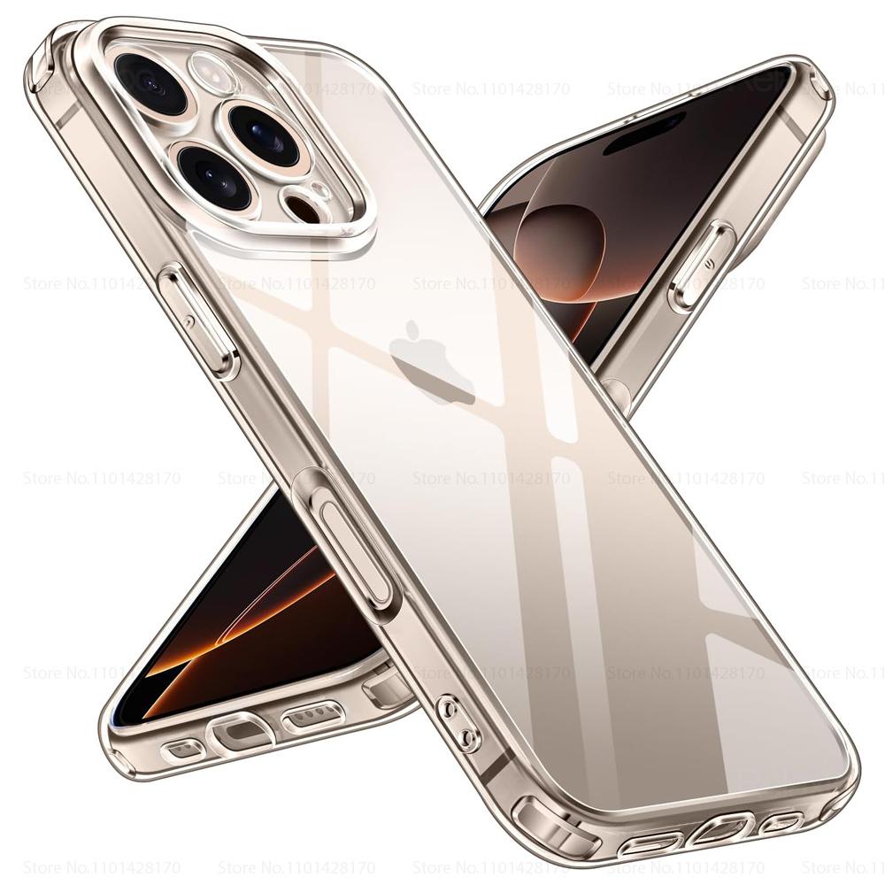 

Clear Silicone Shockproof Cover Coque For iPhone 16 17 Pro Max Case Lens Protection Protect Shell iPhone17 Air 16e 16 Plus 16Pro For iPhone 17 прозорий