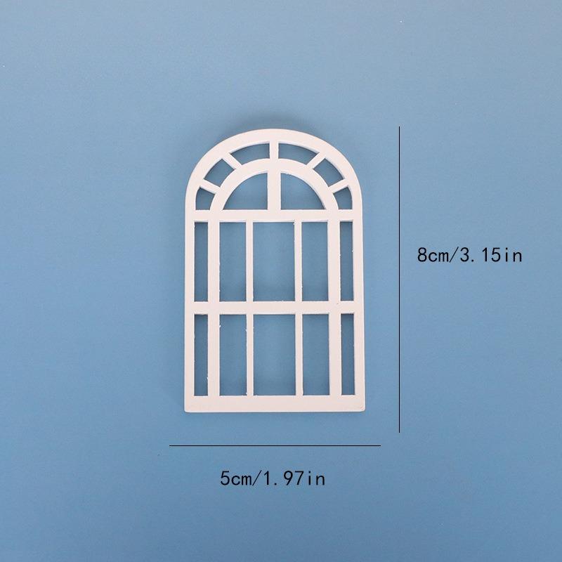 5PCS Dollhouse Windows Miniature Window Frame Ornament 1:12 Scale Dollhouse Furniture Tiny Wooden Window for Decoration