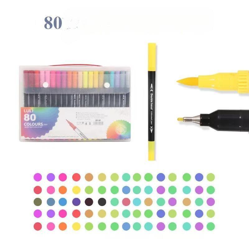 Pennarelli a Doppia Punta, 72 Colori(Pennarello sottile e pennello) Pennarelli Artistici, Set di Pennarelli Colorati per Artisti per Libri da Colorare per Adulti Senza Sanguinamento