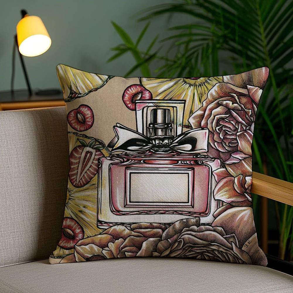 Luxury Perfume Illustration Pillow Case Office Sofa Dorm Chair Back Short Plush Double-sided Printing Home Cushion Cover
