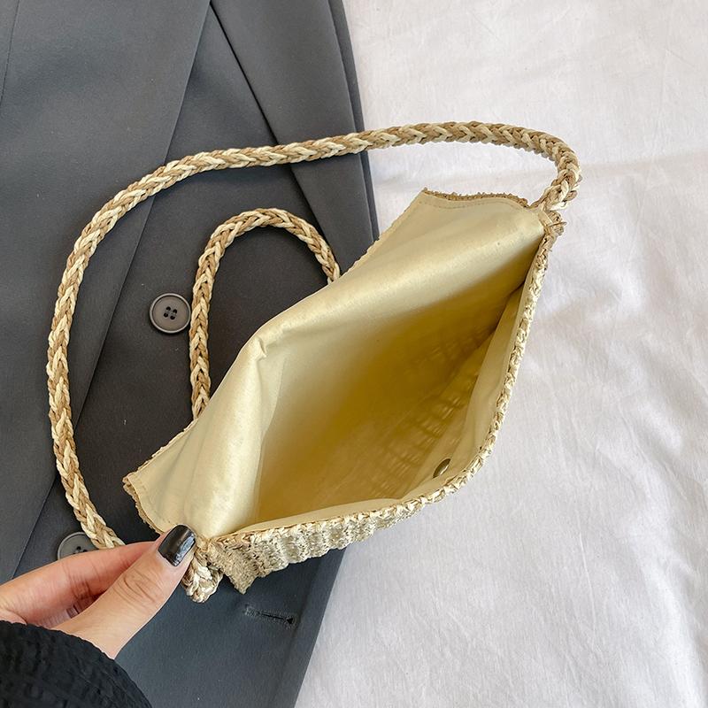 Geantă mică pătrată țesută în culoare pură, geantă crossbody la modă, cu un singur umăr