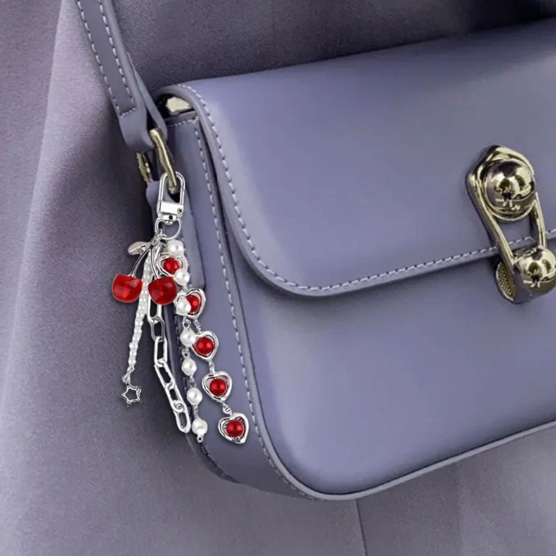 Cherry Shape Keychain Fashion Keyring Pendant Car Key Chain Hanging Ornaments Keyholders Bag Pendant Charm Decorations