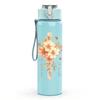 1PC Cross Flower Religious Art Print 750ml Color Plastic Sports Water Bottle Leakproof Flip Straw Lid Suitable for Sports Office Home Use