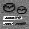 Black Plastic Car Front Trunk Emblem for 6 Steering Wheel Badge 3D Body Replaced Sticker Rear Tail Refitting Decoration