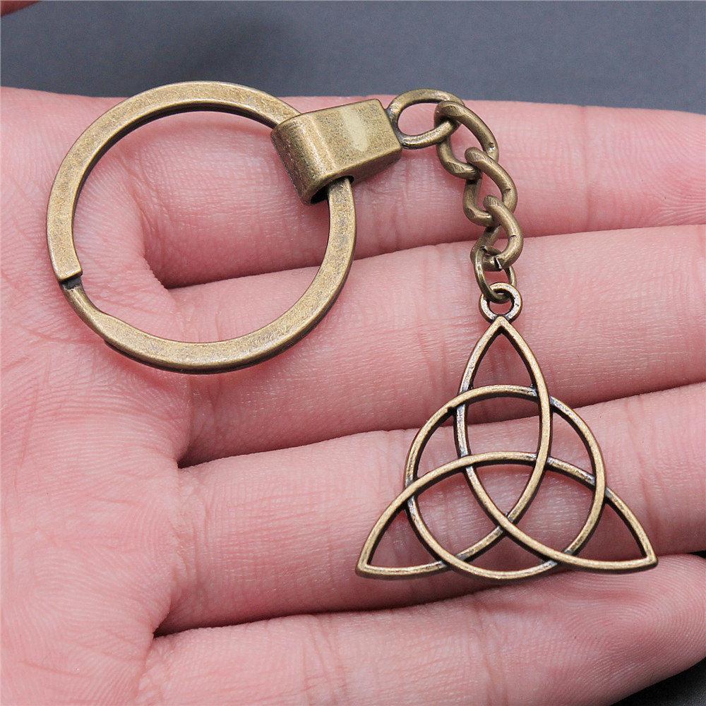 Star of David Talisman Amulet Pendant Antique Bronze Metal Keychain with 30mm Ring for Boys Bag Charm