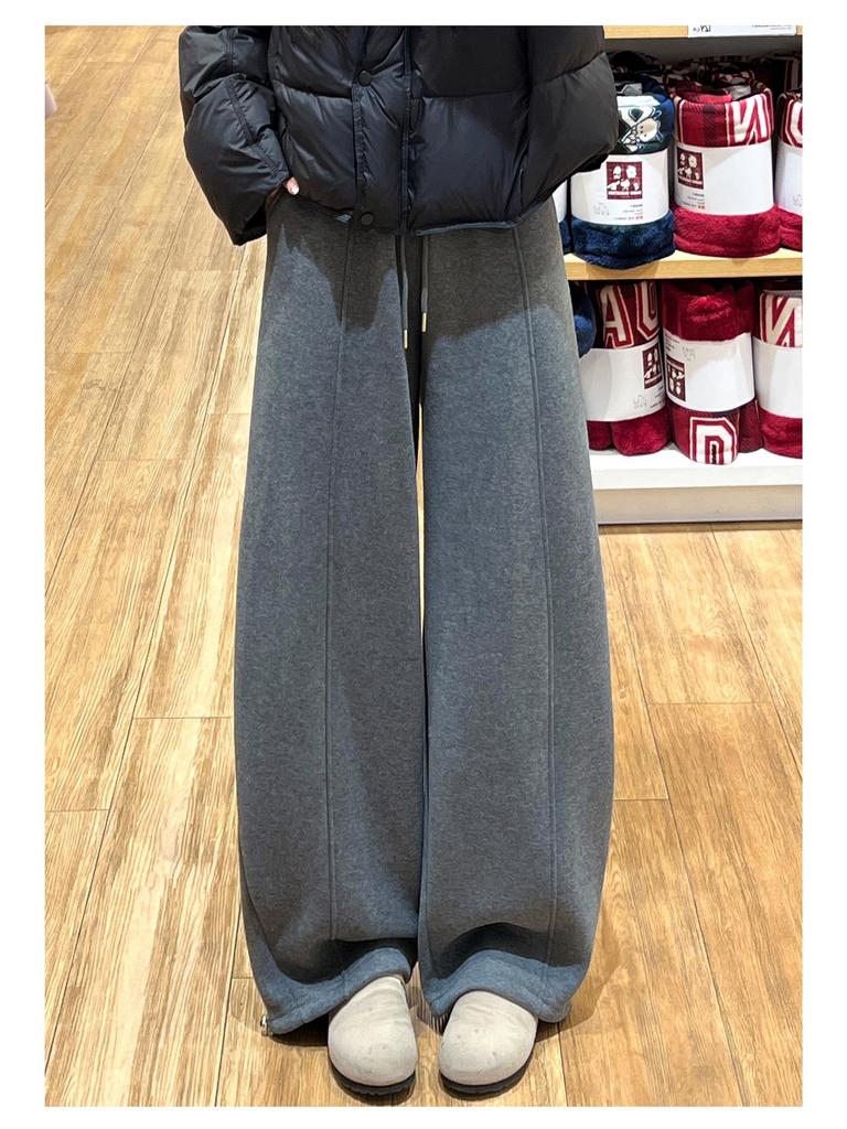 Women's Yellow Velvet Wide-Leg High-Waist Banana Pants - Autumn/Winter