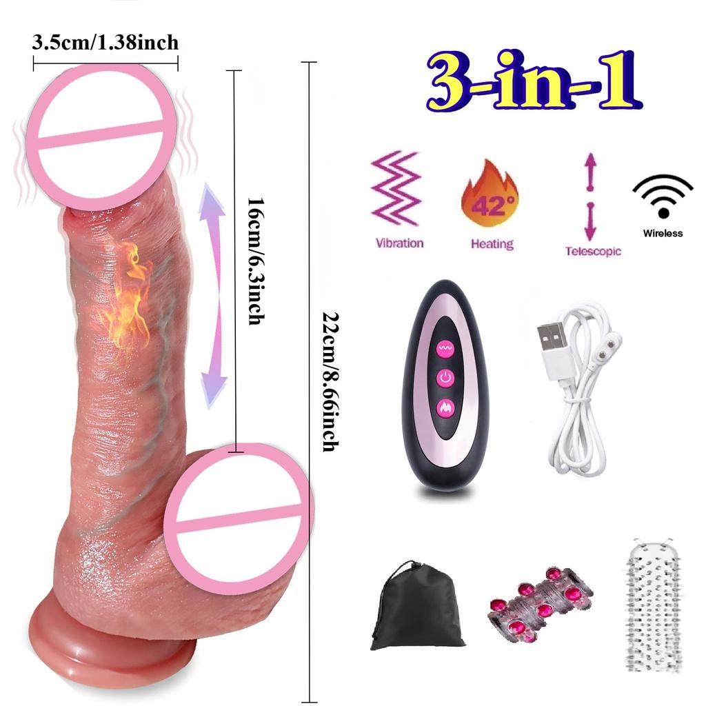 Wireless 4 In1 Automatic Telescopic Dildo Vibrator Big Realistic Penis Adult Sex Toy for Women Consolador Vagina Massager Climax