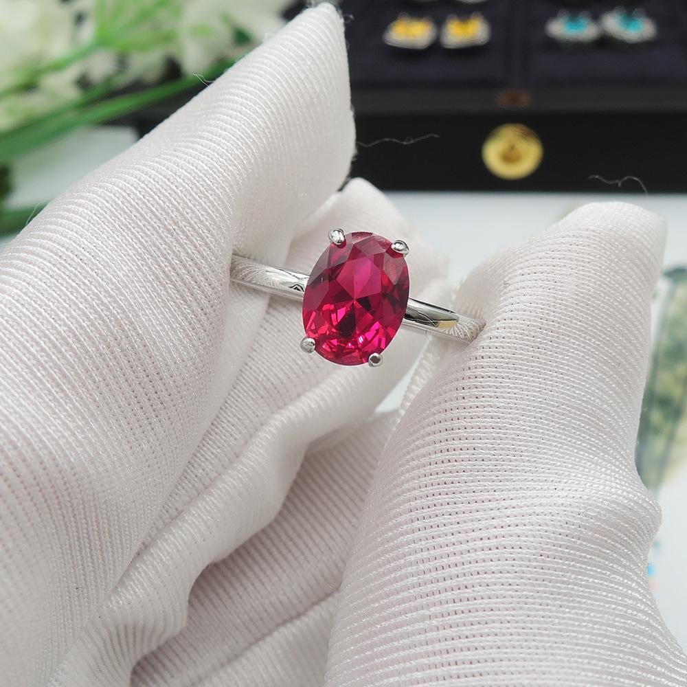 Jewelry Ring Color Treasure Simulation Pigeon Blood Ruby Sapphire Retro Temperament Ring