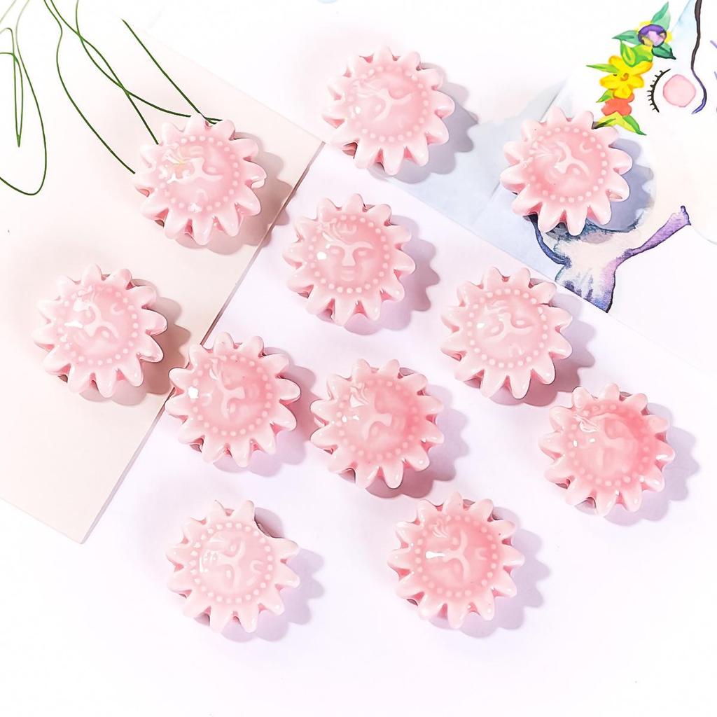 Perline in Ceramica Dipinta Tulipano e Farfalla Rosa Retrò per Braccialetti e Collane Fai da Te