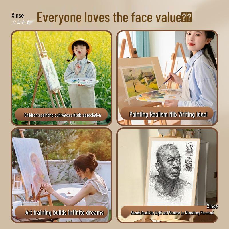 Folding Wooden Tripod Easel for Art Students - Perfect for Sketching and Oil Painting