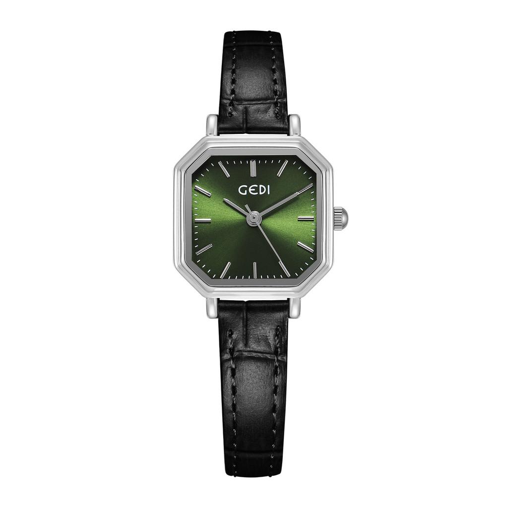Retro Geometric Small Square Watch With Waterproof Leather Strap For Women