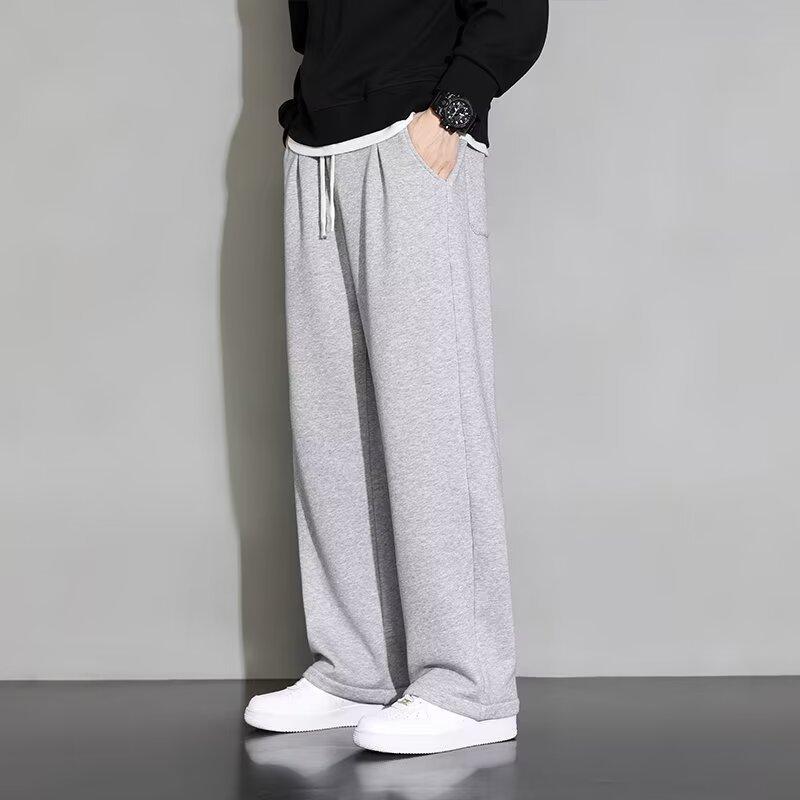 Autumn and Winter Wide-leg Pants Men's Velvet Straight Loose Sports Casual Long Pants Black Sweatpants 2026 New