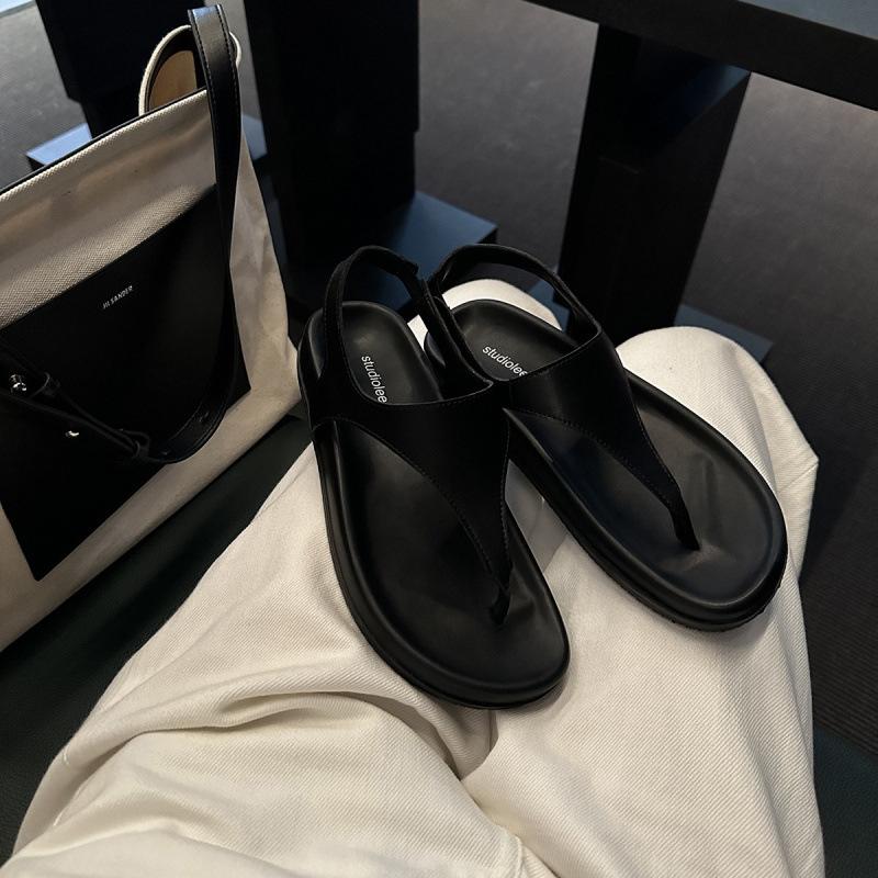 

Туфли Минималистичные елочка ретро носок отпуск плоские нишевые сандалии 34 чёрный