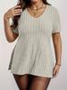 Eye-Catching Plus Size Ribbed Short Sleeve for Daily Commute