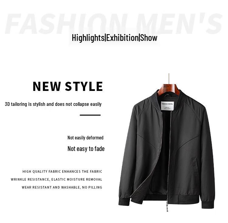 Romon Men's Stylish Baseball Collar Casual Jacket