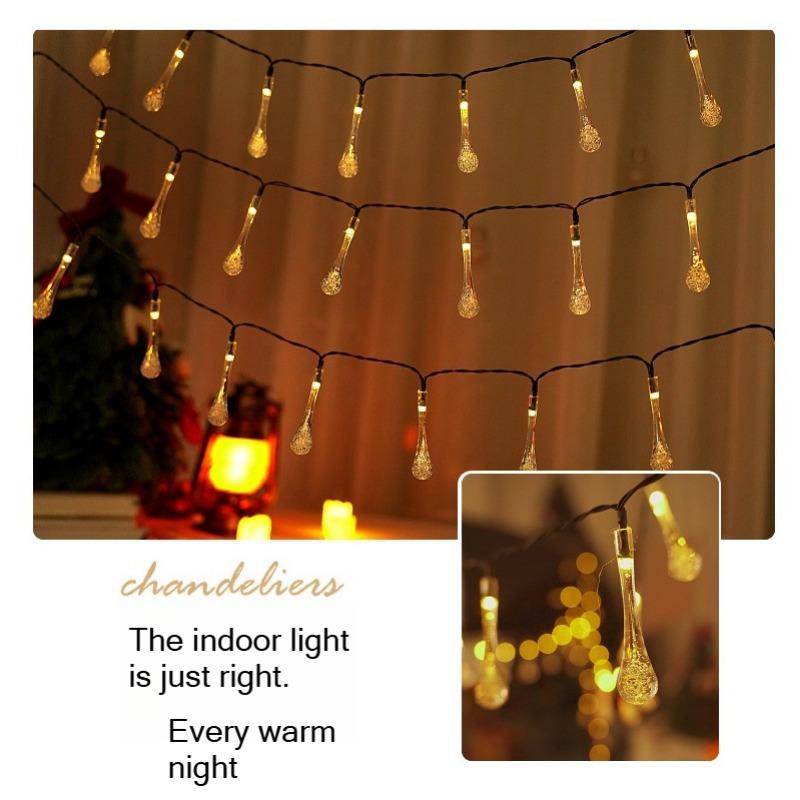 LED Water Droplets String Lights Waterproof Outdoor Decoration Battery Power Garland Fairy Lights Christmas Wedding Party Garden