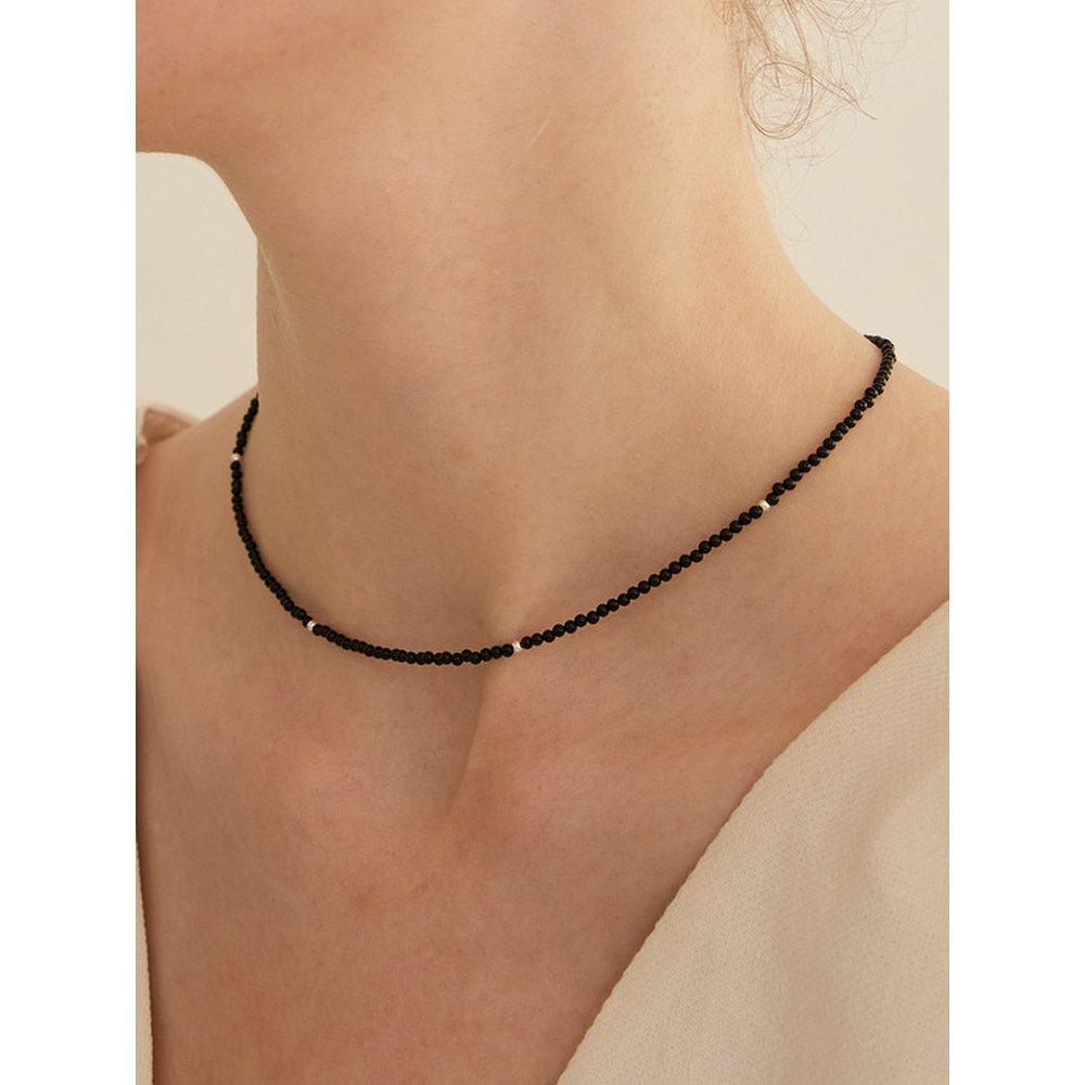 Silver 925 Midnight Black Onyx Necklace Lsn73 39.41Cm