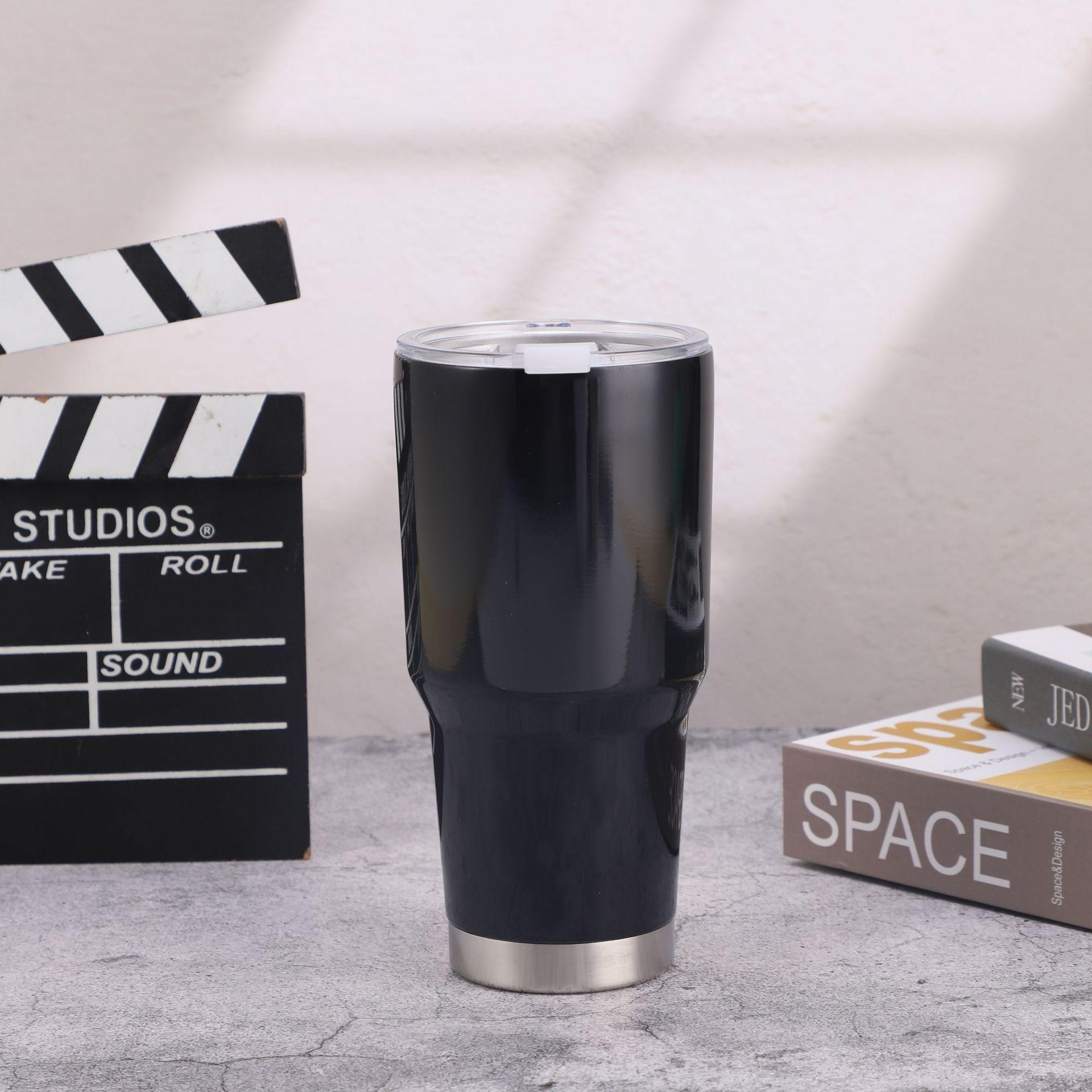 

Кружка из нержавеющей стали 304, кружка для льда на 30 унций, портативная чашка для воды для путешествий на открытом воздухе с автомобильной кружкой. 900ml чёрный