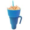 Snack Cup 2 In 1 Multifunction Color Changing Stadium Tumbler Snack And Drink Cup with Straw for Movies Home Use
