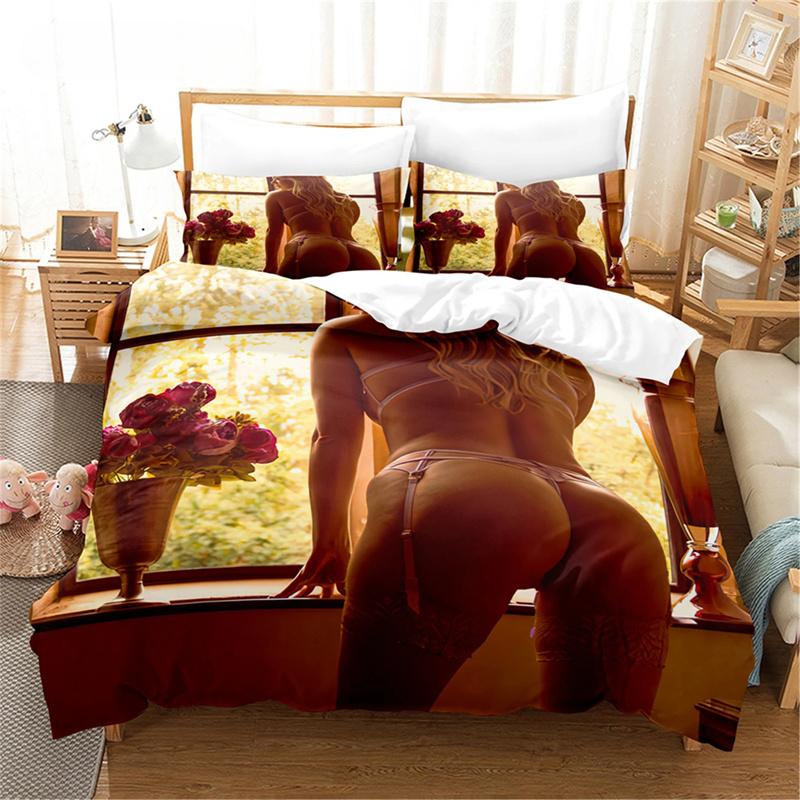 Model Girl Duvet Cover King Size Love Bedding Set Sexy Woman Comforter Cover Fashion Sexy Theme Bedding Decorative Boys Beauty