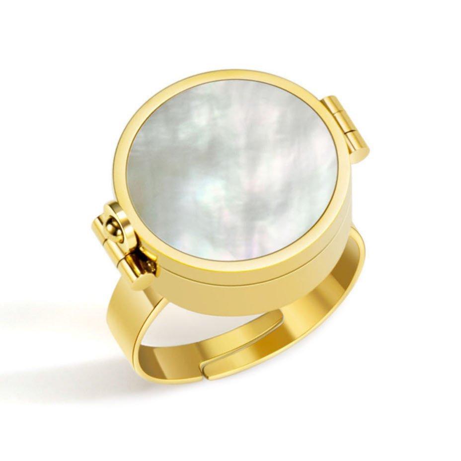 Adjustable Titanium Steel Storage Ring, Stainless Steel Lip Balm Lipstick Holder Finger Ring adjustable opening