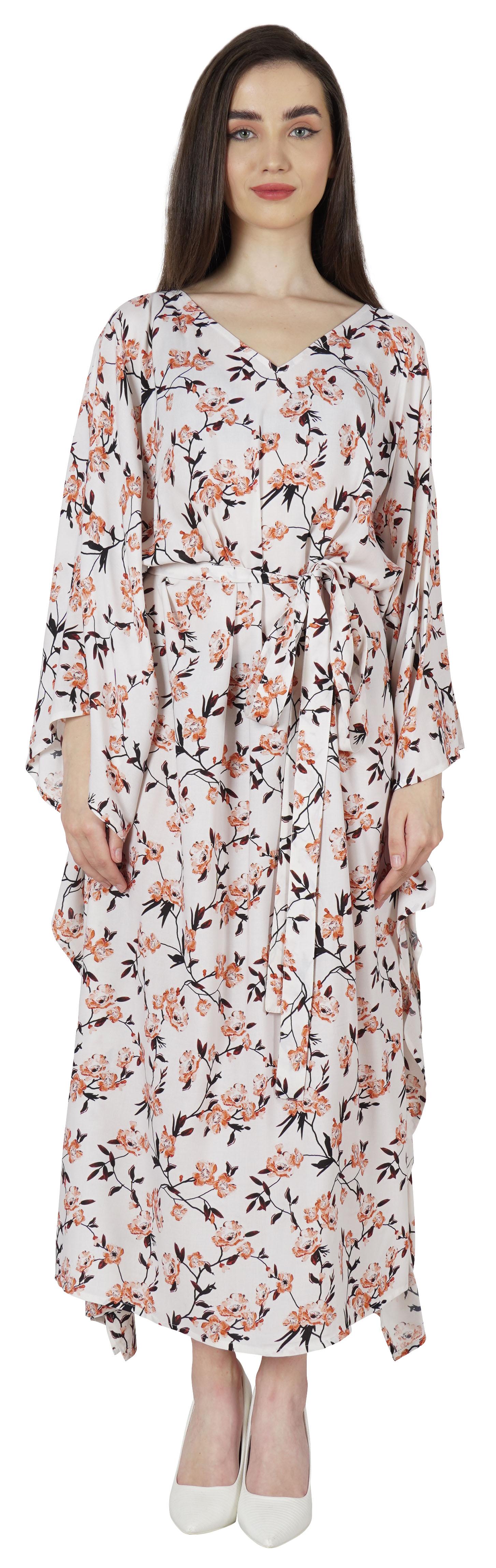 

Moomaya Printed Sleep Loungewear For Women кімоно з рукавами Kaftan Resort Dress Maternity XX-Large білий