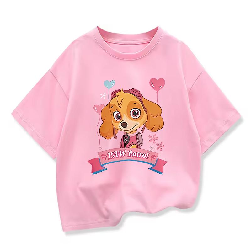 Summer Cartoon Skye Print T-Shirt for Kids toddled Girls Casual Round Neck Short Sleeve Design Perfect for Toddlers Everyday Wear Holidays