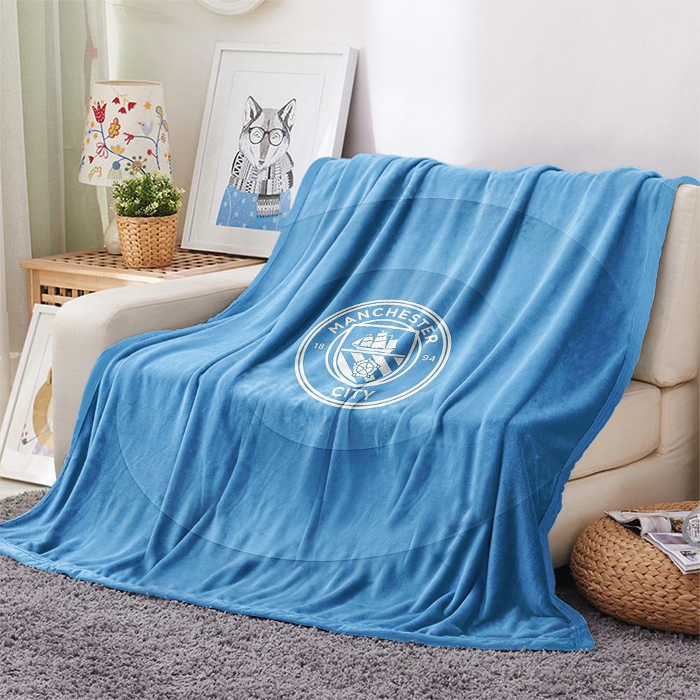 Manchester City Football Club Flannel Blanket, High quality Comfortable for All Seasons, Home Decor, Warmth and Comfort