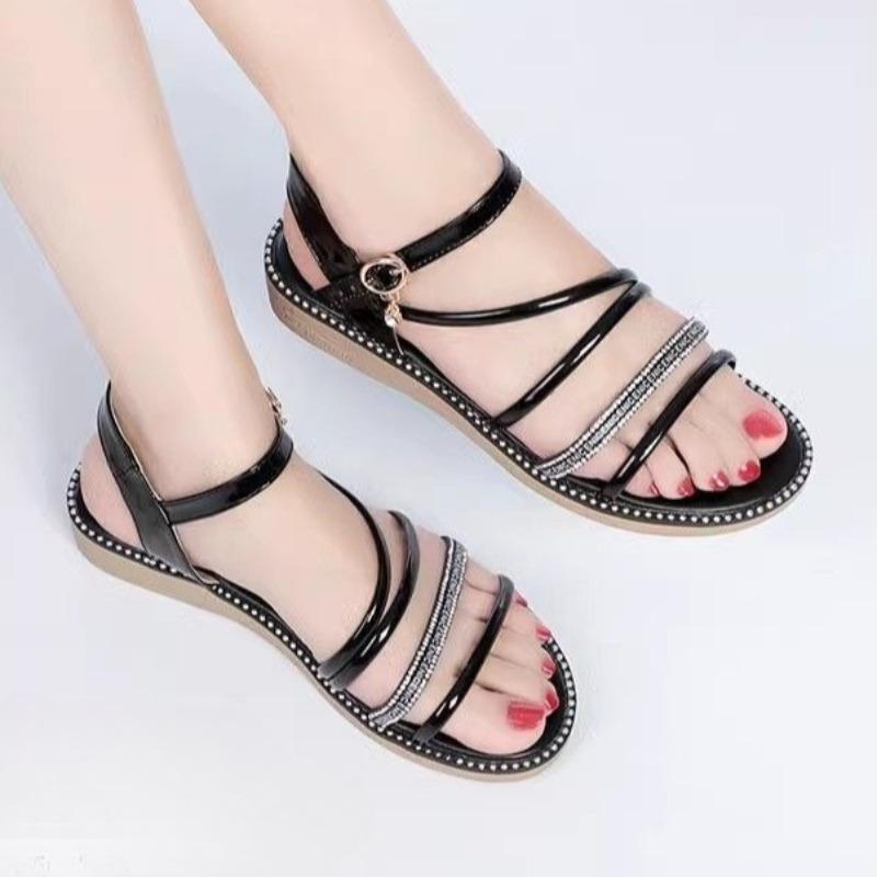 Woman Shoes Roman Style Open Toe Gold Sandals for Women Wedges Heel Original Low Price Asian Size Luxury 2025 Trending on Offer